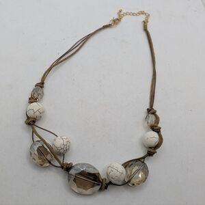 Deborah Grivas Elegant Gold and Cream Beaded Necklace